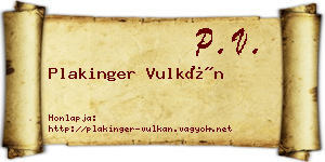 Plakinger Vulkán névjegykártya